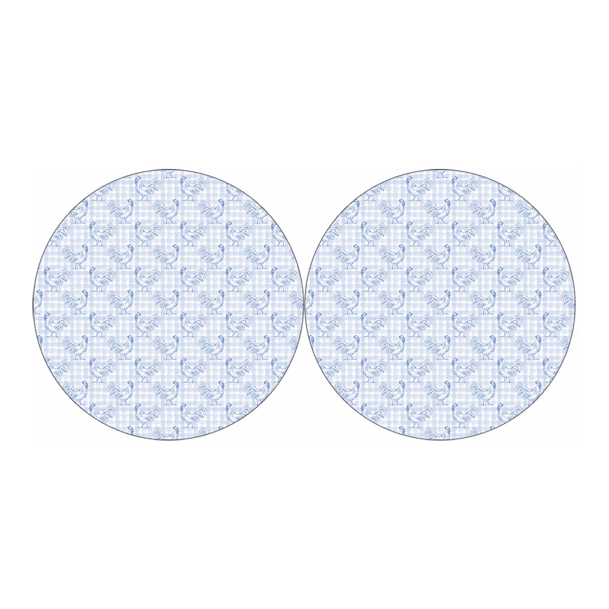 Rooster Plaid Pattern Print Car Coasters