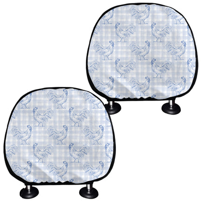 Rooster Plaid Pattern Print Car Headrest Covers