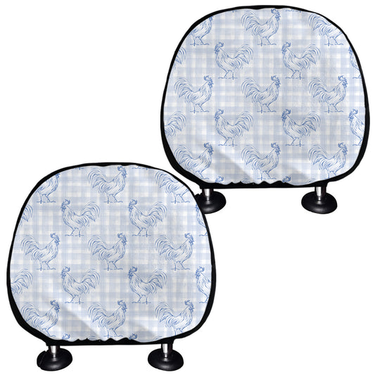 Rooster Plaid Pattern Print Car Headrest Covers