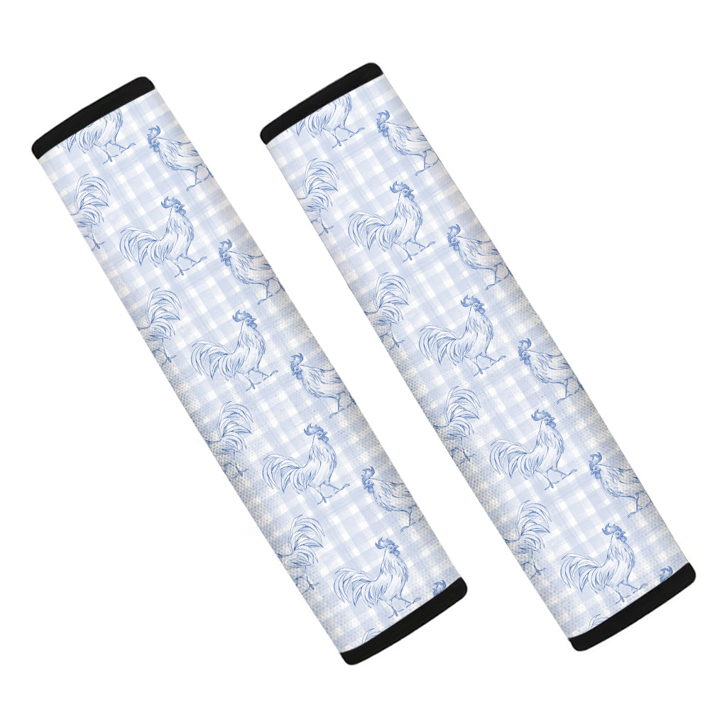 Rooster Plaid Pattern Print Car Seat Belt Covers