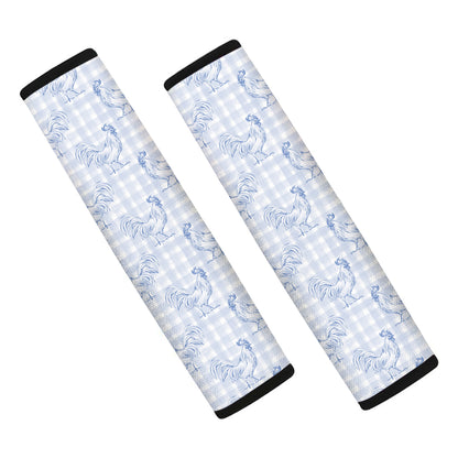 Rooster Plaid Pattern Print Car Seat Belt Covers