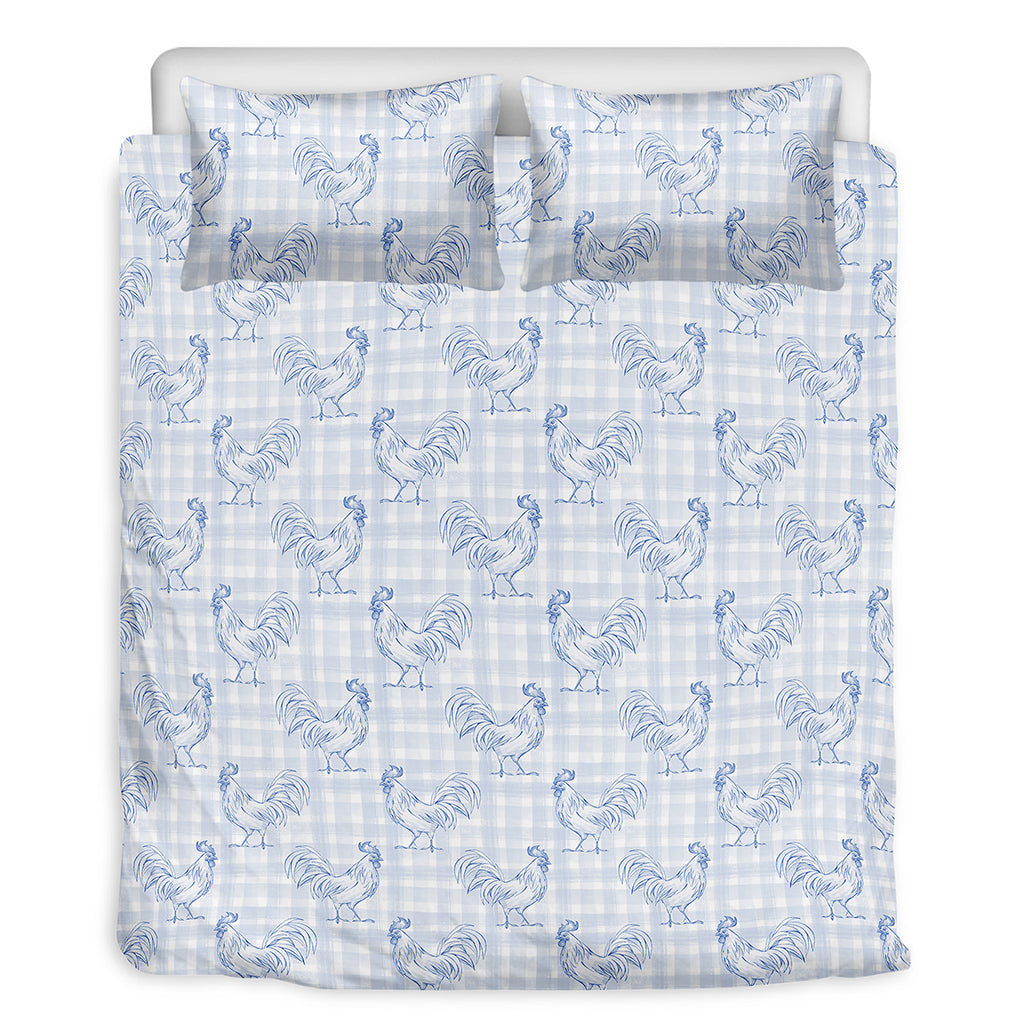 Rooster Plaid Pattern Print Duvet Cover Bedding Set