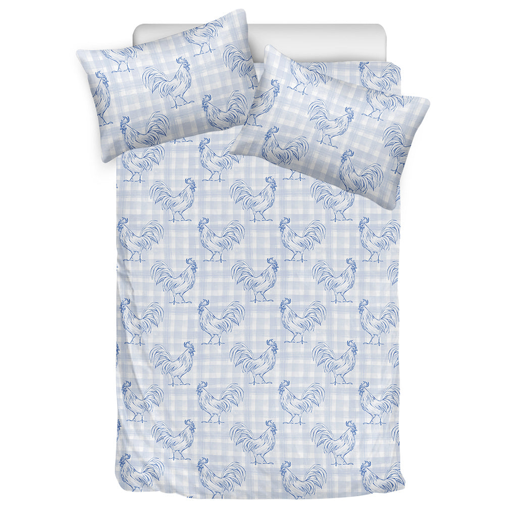 Rooster Plaid Pattern Print Duvet Cover Bedding Set