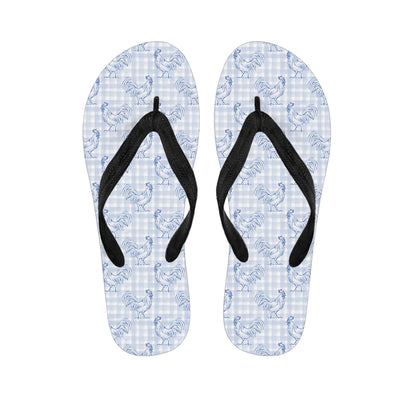 Rooster Plaid Pattern Print Flip Flops