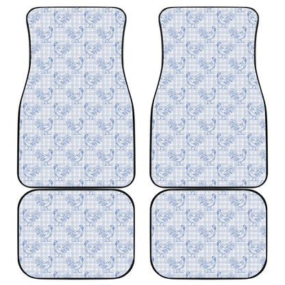 Rooster Plaid Pattern Print Front and Back Car Floor Mats