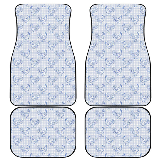 Rooster Plaid Pattern Print Front and Back Car Floor Mats