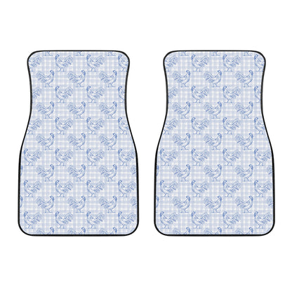 Rooster Plaid Pattern Print Front Car Floor Mats