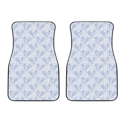 Rooster Plaid Pattern Print Front Car Floor Mats