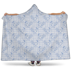 Rooster Plaid Pattern Print Hooded Blanket