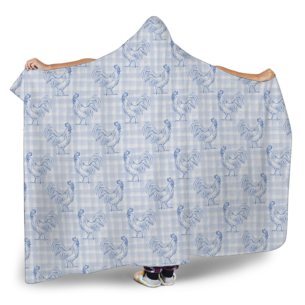 Rooster Plaid Pattern Print Hooded Blanket