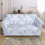 Rooster Plaid Pattern Print Loveseat Slipcover