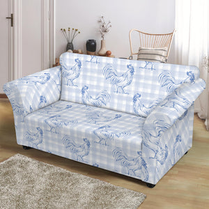 Rooster Plaid Pattern Print Loveseat Slipcover