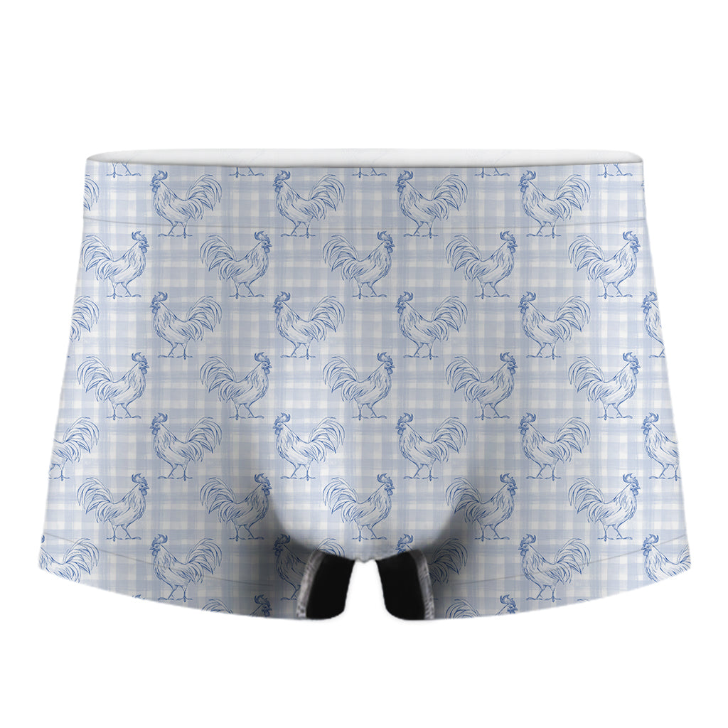 Rooster Plaid Pattern Print Men's Boxer Briefs
