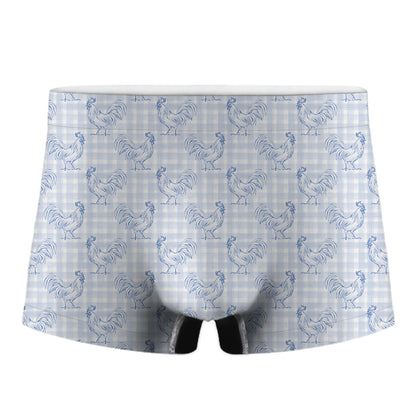 Rooster Plaid Pattern Print Men's Boxer Briefs