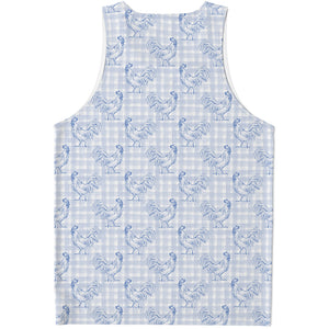 Rooster Plaid Pattern Print Men's Tank Top