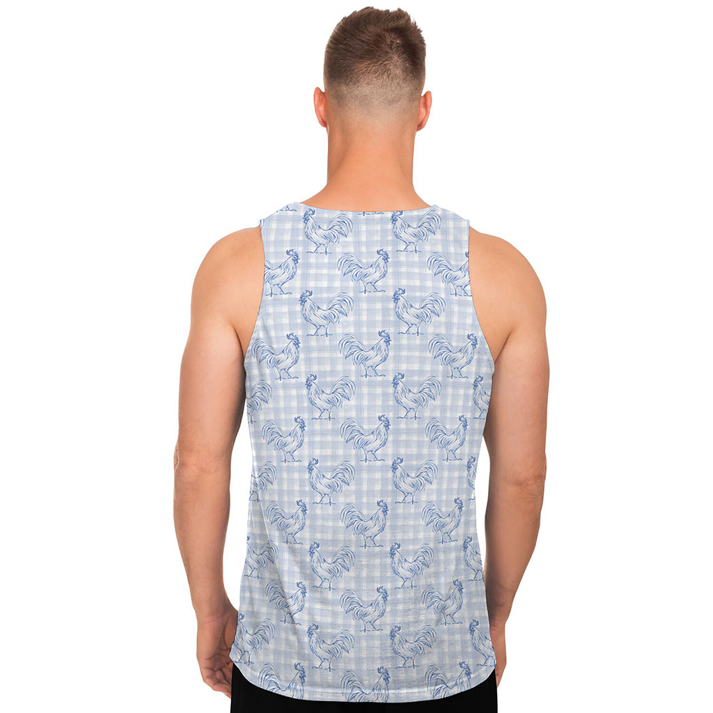 Rooster Plaid Pattern Print Men's Tank Top