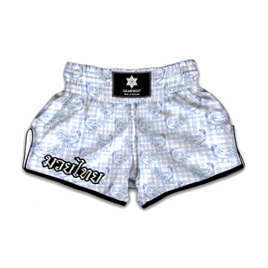 Rooster Plaid Pattern Print Muay Thai Boxing Shorts
