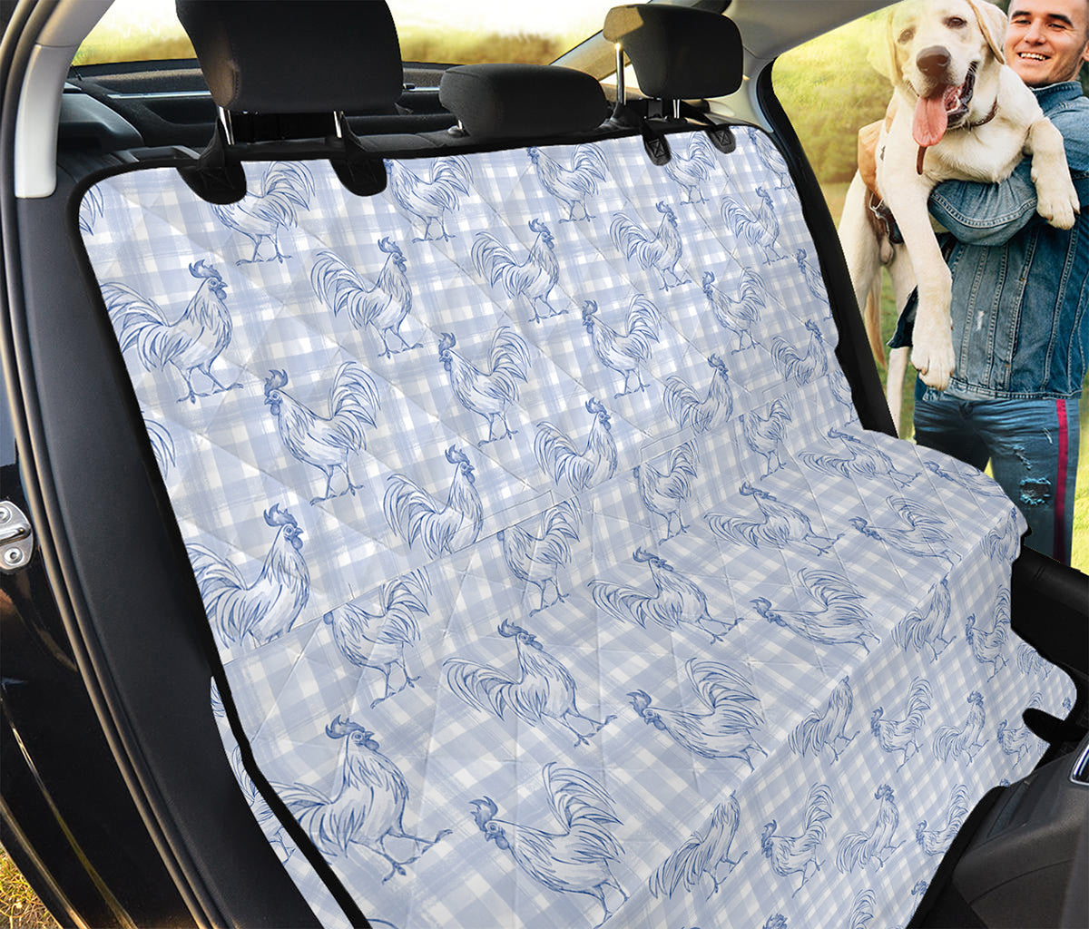 Rooster Plaid Pattern Print Pet Car Back Seat Cover