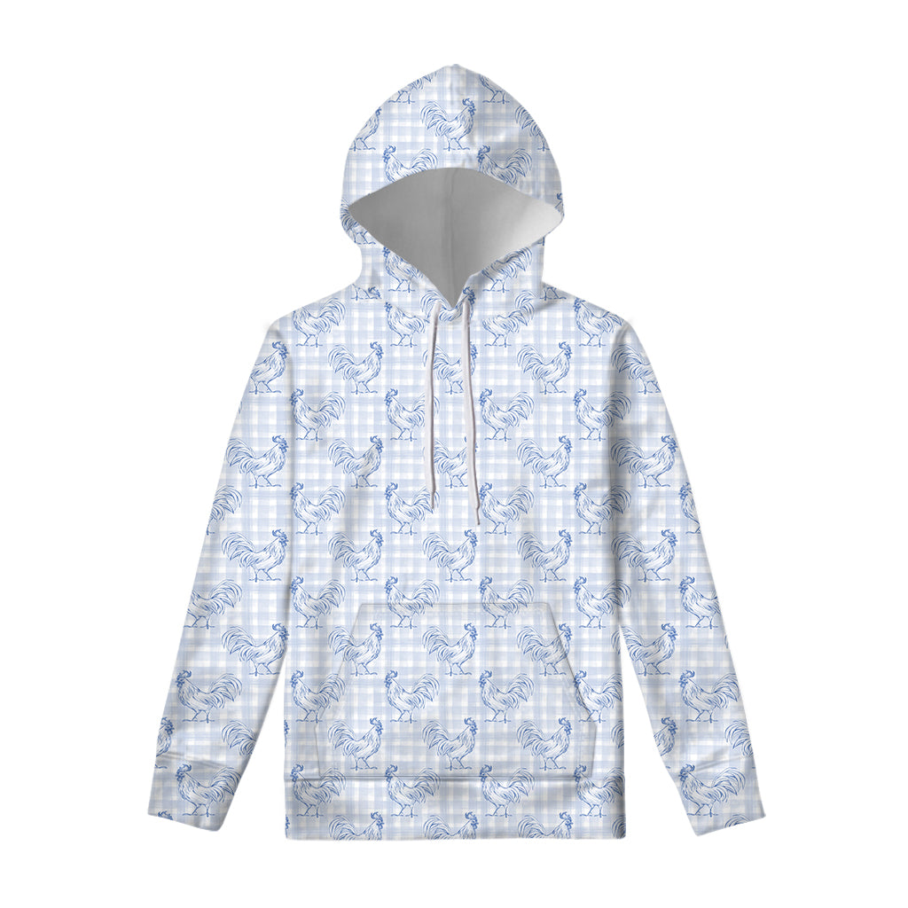 Rooster Plaid Pattern Print Pullover Hoodie