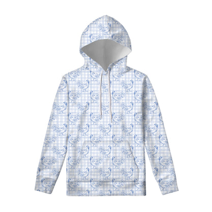 Rooster Plaid Pattern Print Pullover Hoodie