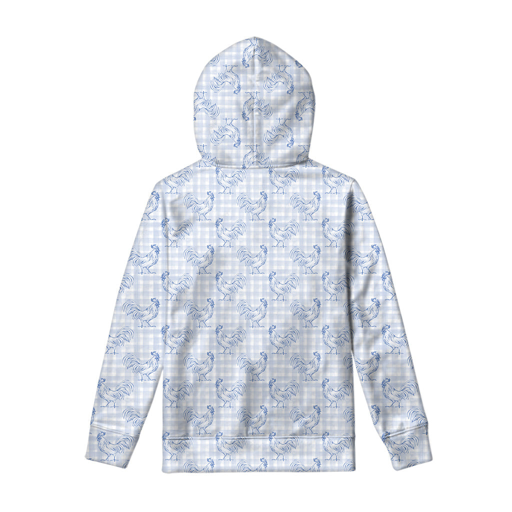 Rooster Plaid Pattern Print Pullover Hoodie