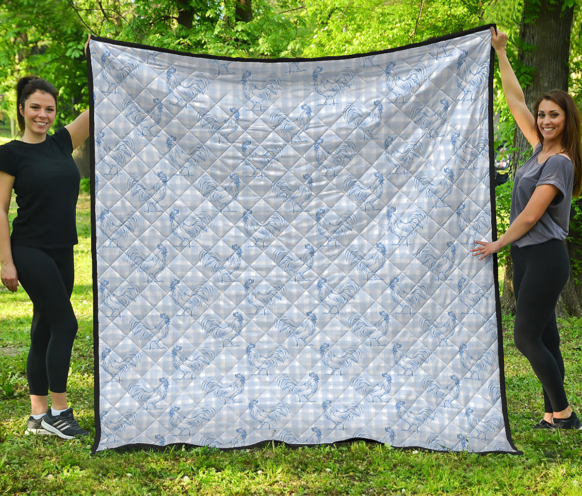 Rooster Plaid Pattern Print Quilt