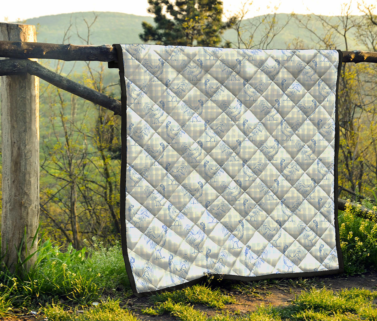 Rooster Plaid Pattern Print Quilt
