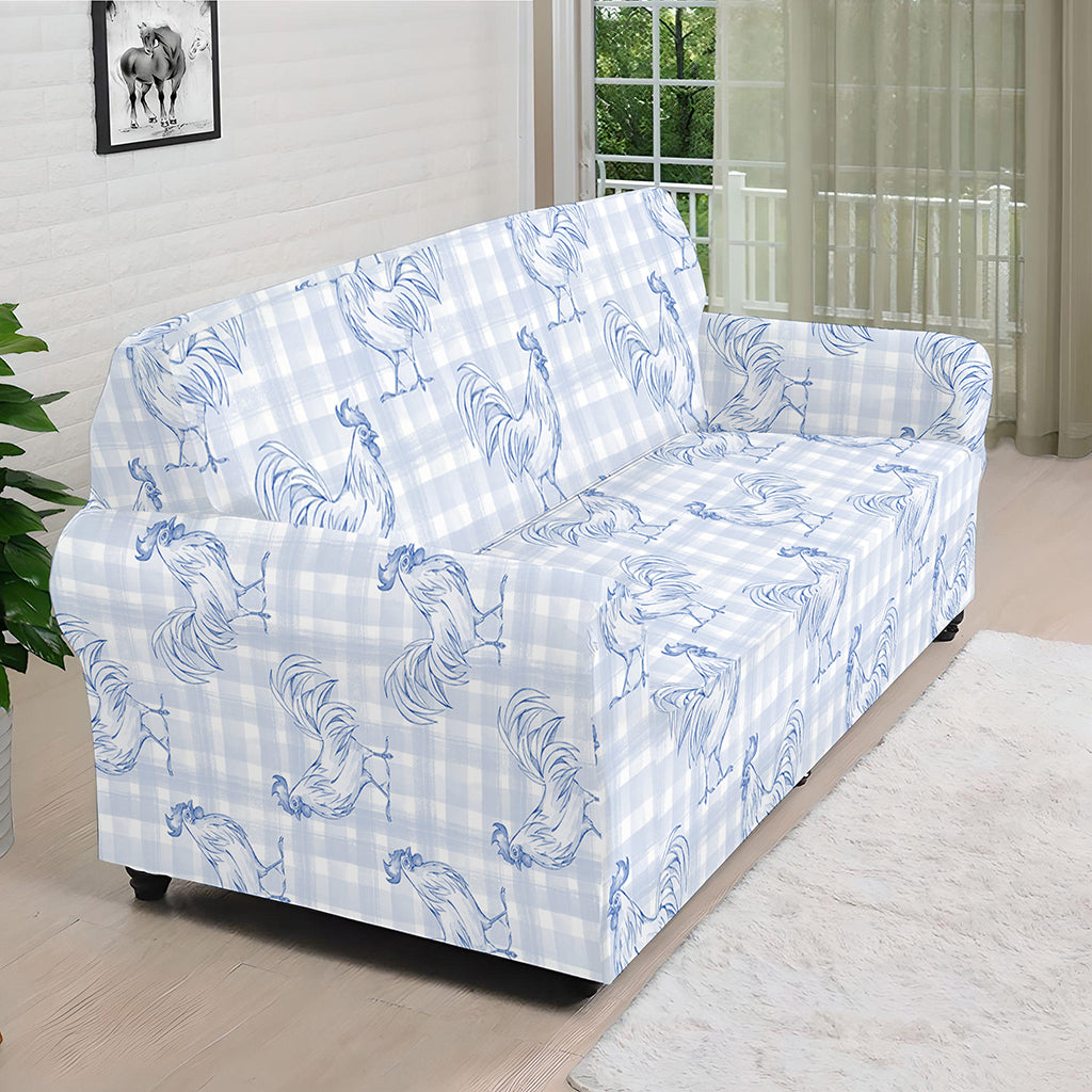 Rooster Plaid Pattern Print Sofa Cover