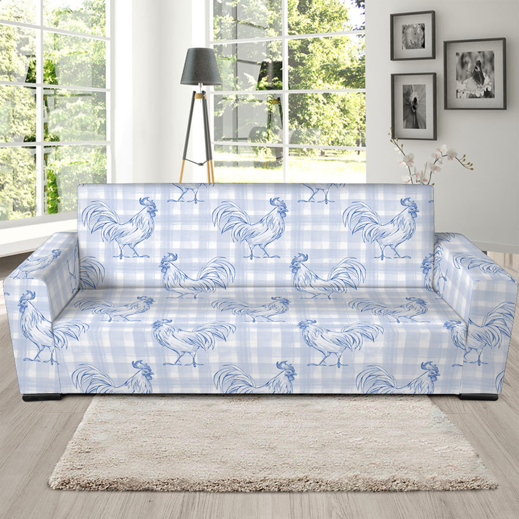 Rooster Plaid Pattern Print Sofa Slipcover