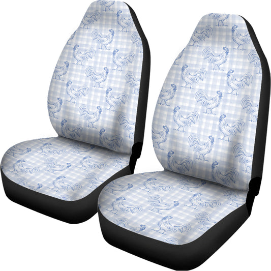 Rooster Plaid Pattern Print Universal Fit Car Seat Covers