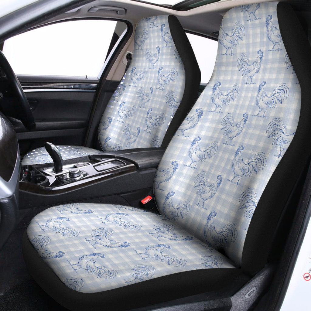 Rooster Plaid Pattern Print Universal Fit Car Seat Covers