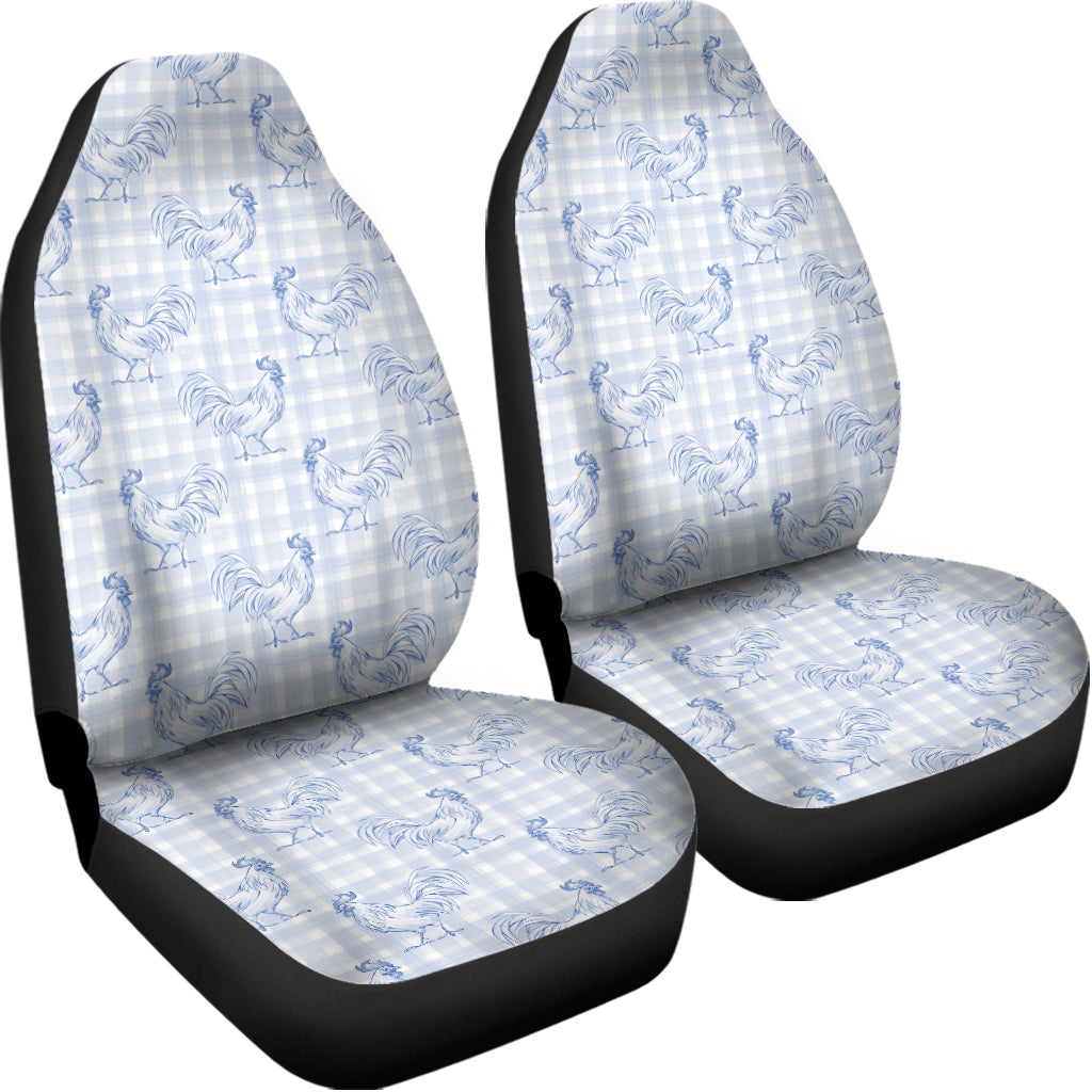 Rooster Plaid Pattern Print Universal Fit Car Seat Covers