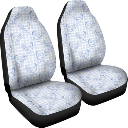 Rooster Plaid Pattern Print Universal Fit Car Seat Covers