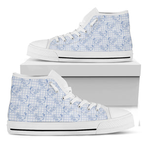 Rooster Plaid Pattern Print White High Top Shoes