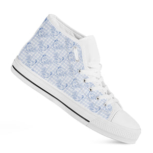 Rooster Plaid Pattern Print White High Top Shoes