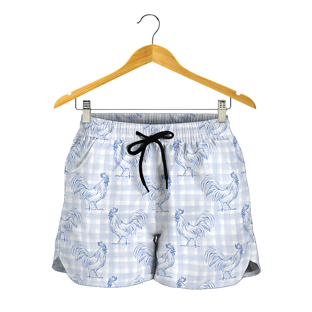 Rooster Plaid Pattern Print Women's Shorts