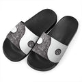 Roots Yin Yang Print Black Slide Sandals