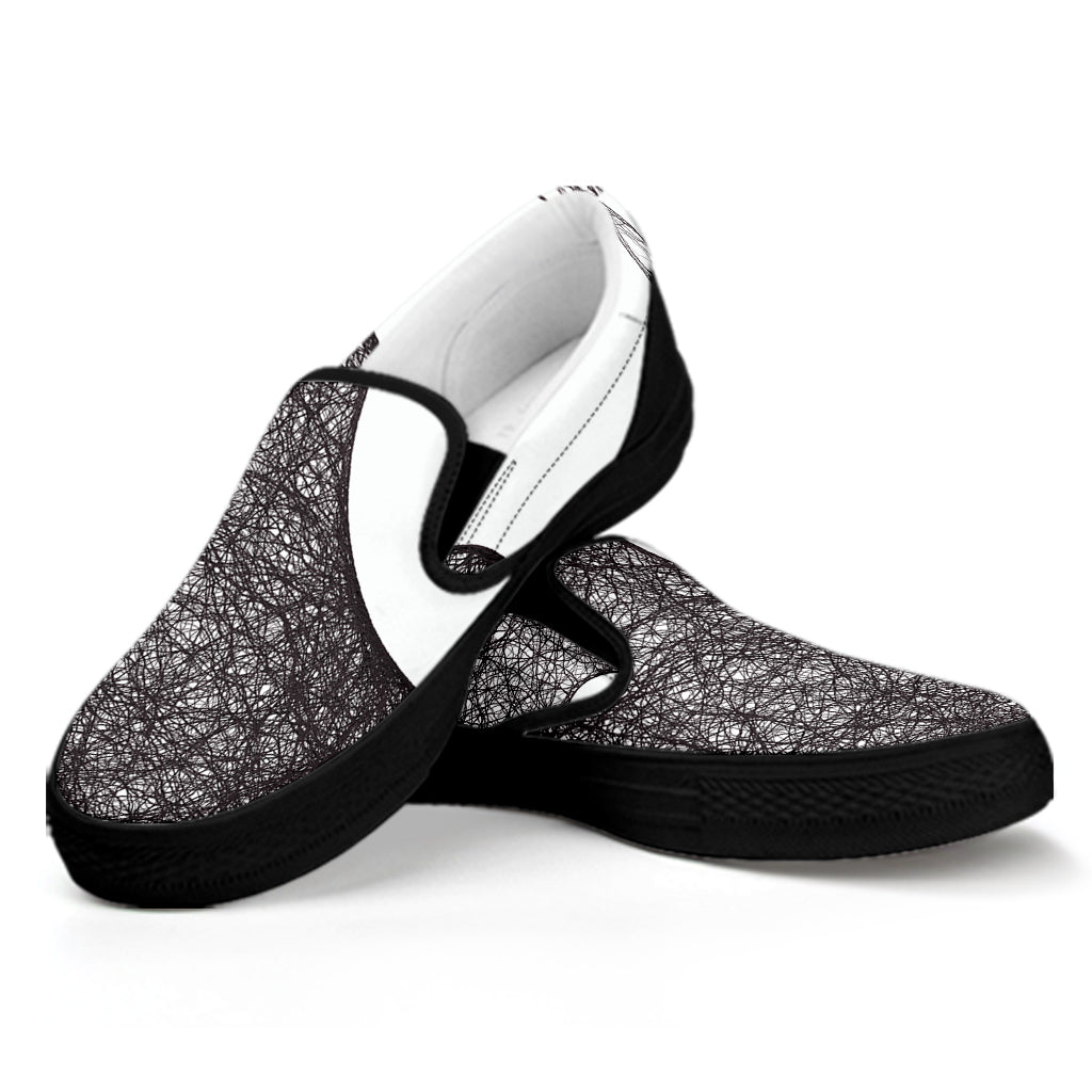 Roots Yin Yang Print Black Slip On Shoes