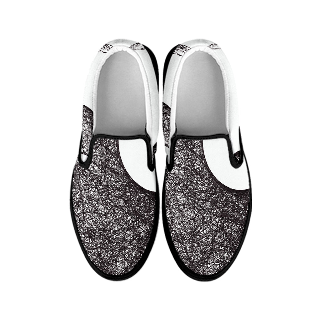 Roots Yin Yang Print Black Slip On Shoes