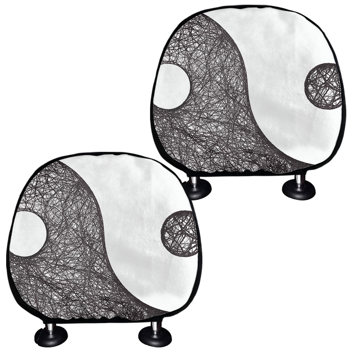 Roots Yin Yang Print Car Headrest Covers
