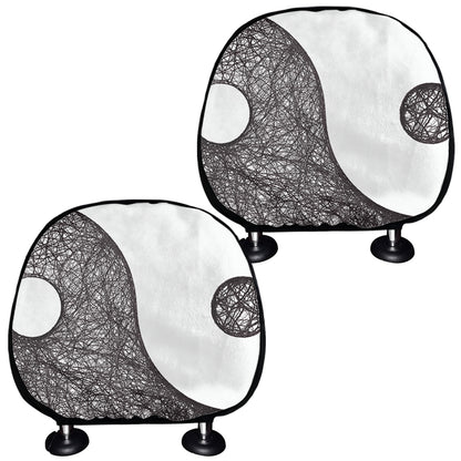 Roots Yin Yang Print Car Headrest Covers