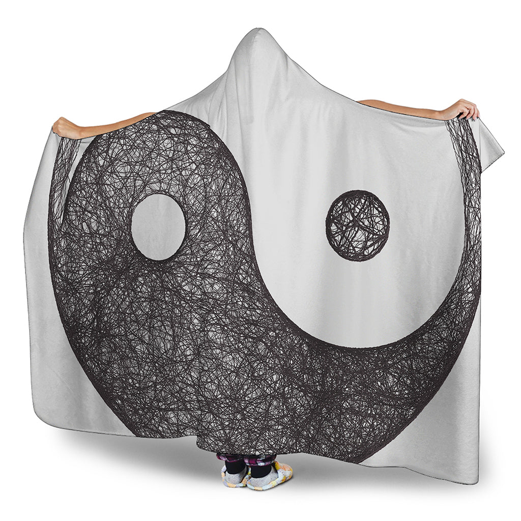 Roots Yin Yang Print Hooded Blanket