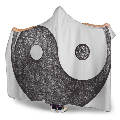 Roots Yin Yang Print Hooded Blanket
