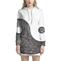 Roots Yin Yang Print Pullover Hoodie Dress