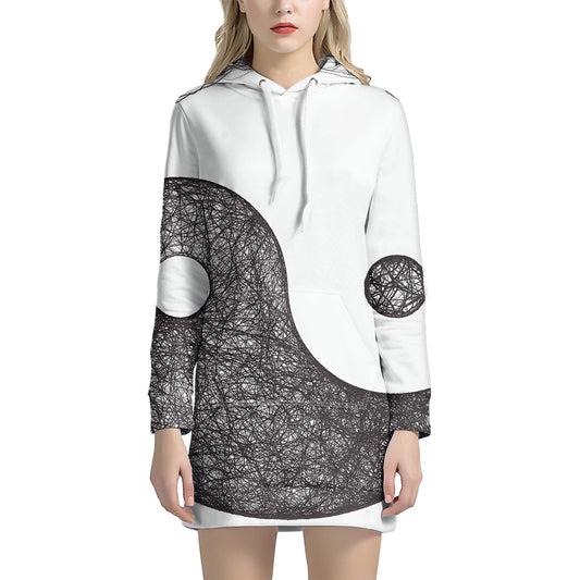 Roots Yin Yang Print Pullover Hoodie Dress