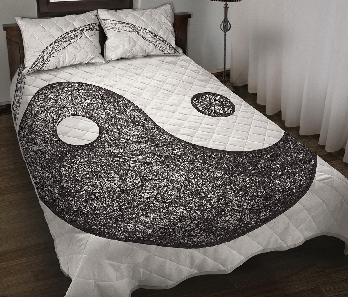 Roots Yin Yang Print Quilt Bed Set