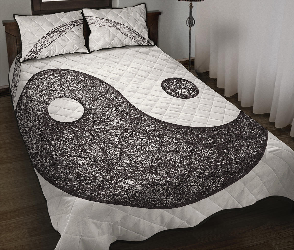 Roots Yin Yang Print Quilt Bed Set