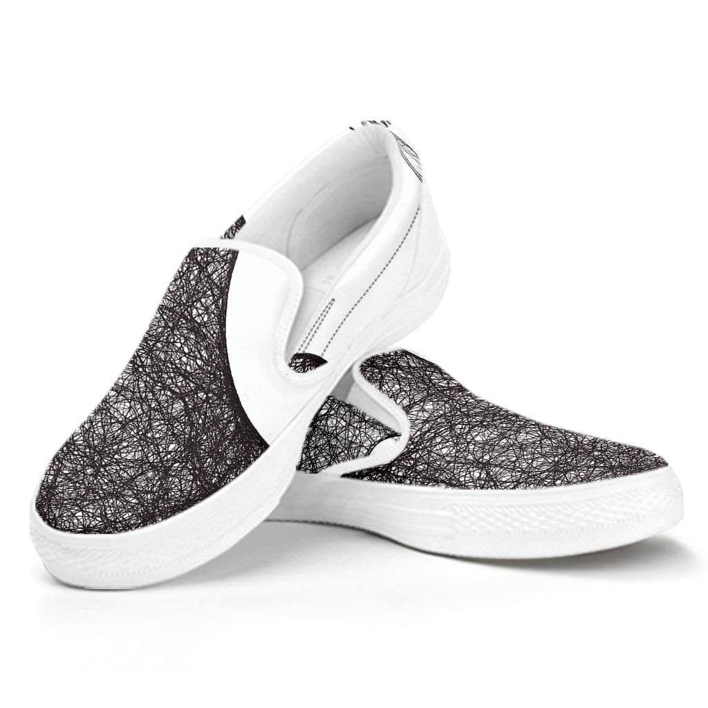 Roots Yin Yang Print White Slip On Shoes