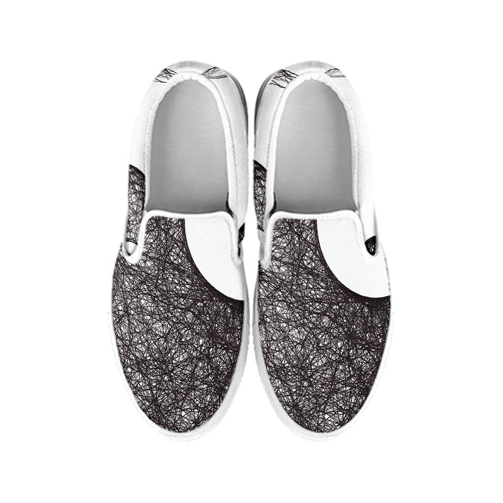 Roots Yin Yang Print White Slip On Shoes