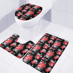 Rose And Heart Pattern Print 3 Piece Bath Mat Set